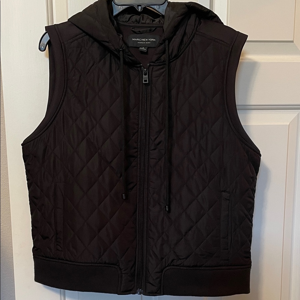 Marc New York Black Quilted Hooded Vest